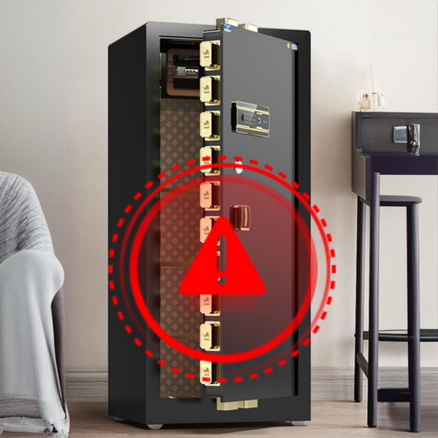 Steel Security Safe with Battery-Powered Lockable System, Keys, Interior Lining, and Shelves