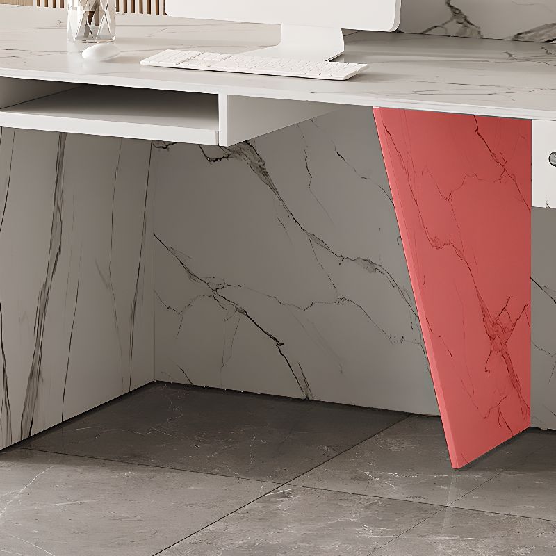 Reception Desk Rectangle with Hutch 2 Drawers/1 Drawer Hutch Keyboard Tray and Filing Cabinet, Manufactured Wood Top