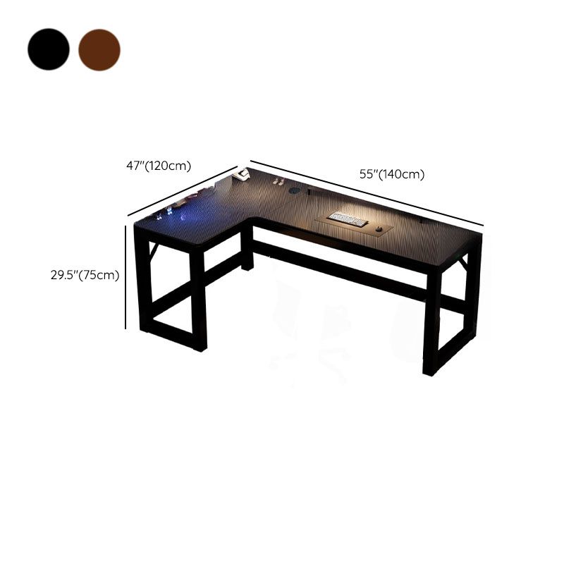 Minimalist L-Shape Gaming Computer Desk with Trestle Base, Independent Structure, Wire Management, and Manufactured Wood Top