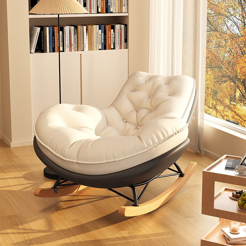 Art Deco Alloy Rocking Chair with Water Proof Upholstery and Flared Arm
