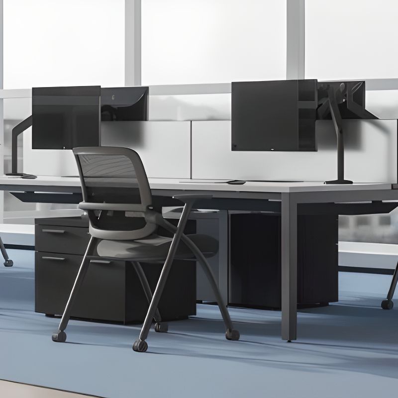 Minimalist Fixed Metal Gliding Side Chair/Multipurpose Chair With Arms Adapted for Tile Flooring