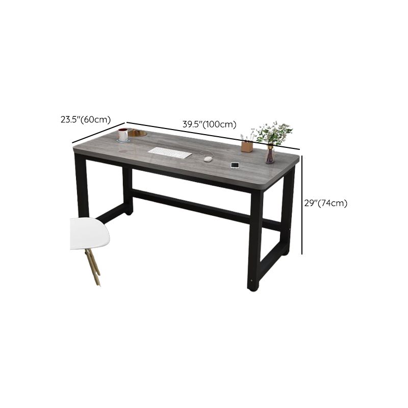 Casual Writing Desk with Easy Assembly and Scratch-proof H-Shape Base in Dove Grey Engineered Wood