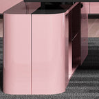 Rose Executive Desk with 3 Drawers, Cabinet, Exterior Shelf, Cable Management, Cooling Hole & Pedestal Base, Scratch Resistant