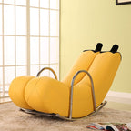 Orange/Azure/Lime Green Trendy Upholstered Rocking Reading Chair Cushioned Round Arm Stain Resistant