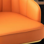 Contemporary Multi-levelled Tanned Hide Bar Stools with Arm Swivel Pail Seat