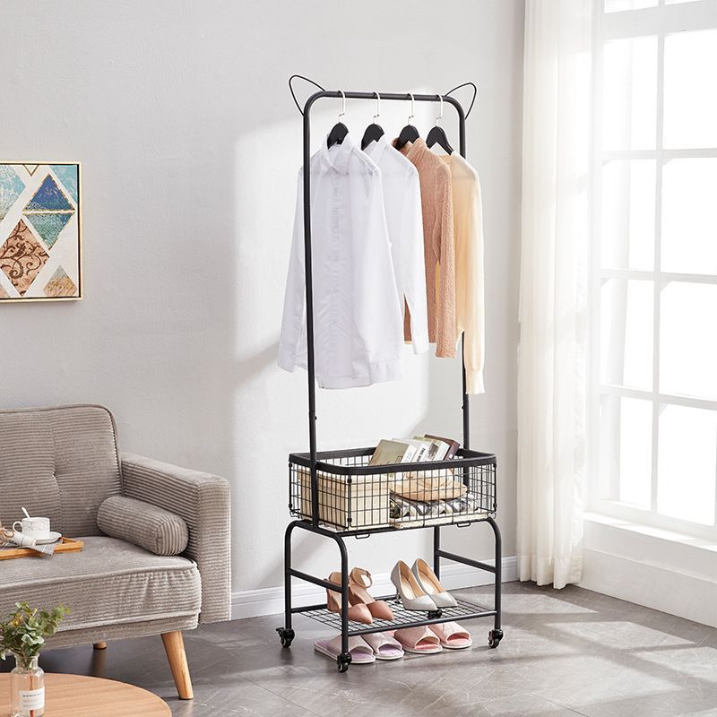 Modern Simple Style/Glam Hall Rack with Receptacle, 1 Shelf, Alloy Frame, 1 Basket, and Alloy Hook