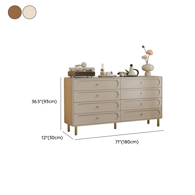 Casual Raw Wood Console Dresser with 8 Drawers in Horizontal Design