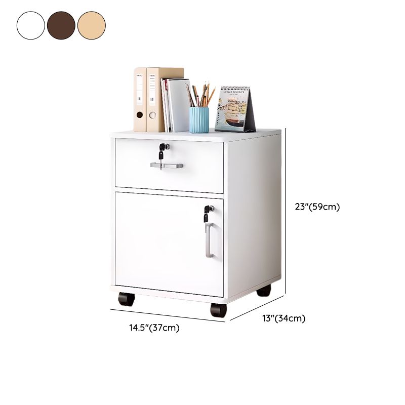 Horizontal Filing Cabinet/Vertical Filing Cabinet in Timber with Soft Close, Key Lock and Roller Wheels in a Casual Style, 2 Shelves/1 Shelf Included/Not Included