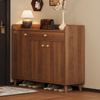 Engineered Wood 5 Tiers/6 Tiers Shoe Stack with Shelf, Drawers, Gate, Dustproof Cover, and Closed Back