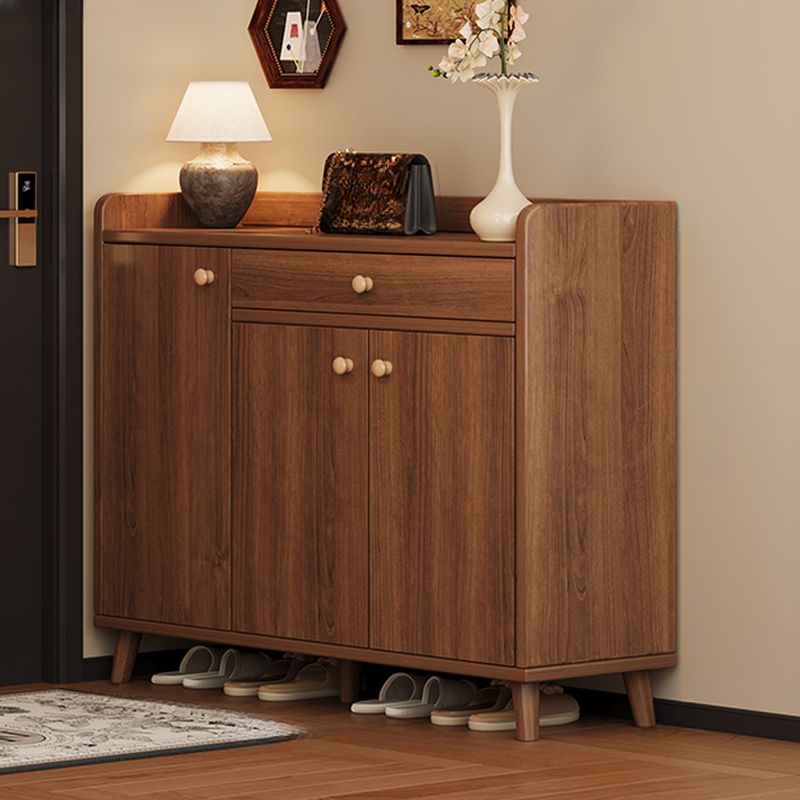 Engineered Wood 5 Tiers/6 Tiers Shoe Stack with Shelf, Drawers, Gate, Dustproof Cover, and Closed Back