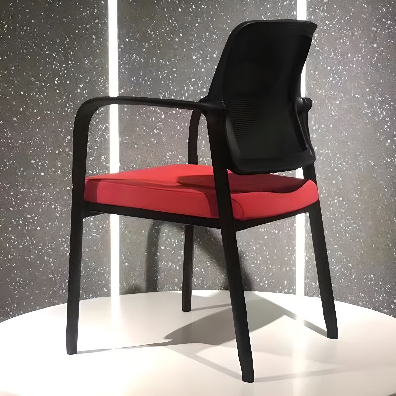 Casual Side Chair with Support Rail Arms, Non-foldable Metal Frame, 1 Piece for Tile Flooring