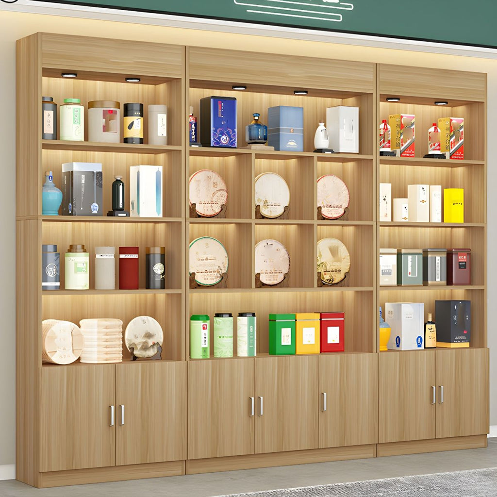 Multi-shelf Modern & Contemporary Style Wood Hutch Cabinet for Living Room