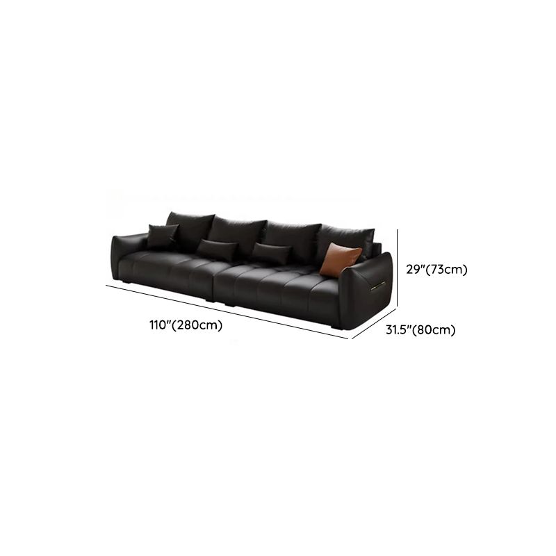 Contemporary Modern Solid Color Stain Resistant Standard Sofa/Loveseat/Single Sofa in Midnight Black with 1-seater/Seats 5/Seats 4 and 2 Pillows