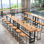 Modern 1/9 Pieces Bar Table Set Rectangle Wood Counter Table with High Stools