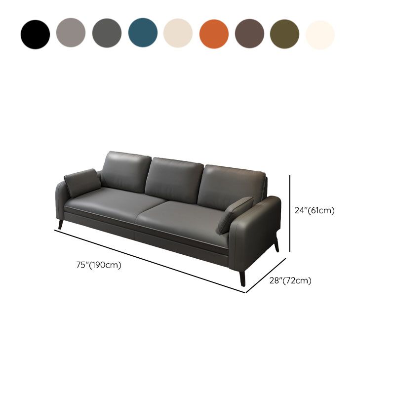 Trendy Solid Color Water Resistant Standard Sofa in Grey/Cerulean/Amber Color with Arm, Seats 3 with 2 Pillows