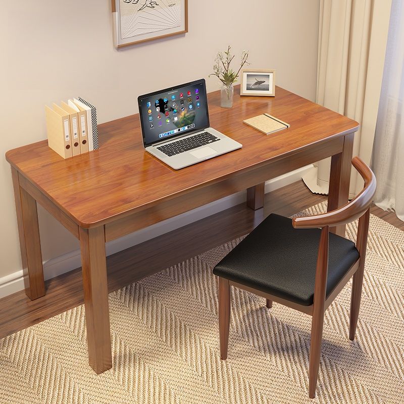 Casual Writing Desk with Easy Assembly, Moisture Resistant Parsons Base in Sepia/Natural, Unattached Rubberwood Top
