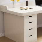 Chalk Contemporary Timber Desk with No Additional Features, Stain Resistant, Drawers, and 1 Shelf