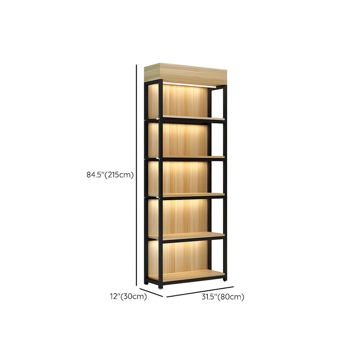 Modern Living Room Display Stand Wooden Multi-shelf in Natural