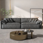 Standard Sofa in Dark Gray/Amber Color/Off-White with 4 Pillows