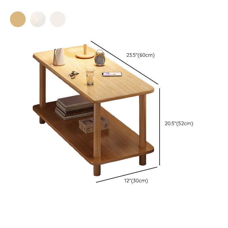 Contemporary Chairside Table Only with Engineered Wood Top, 4 Legs, Chalk/Unfinished Color, Rectangle/Square Shape, and Shelf