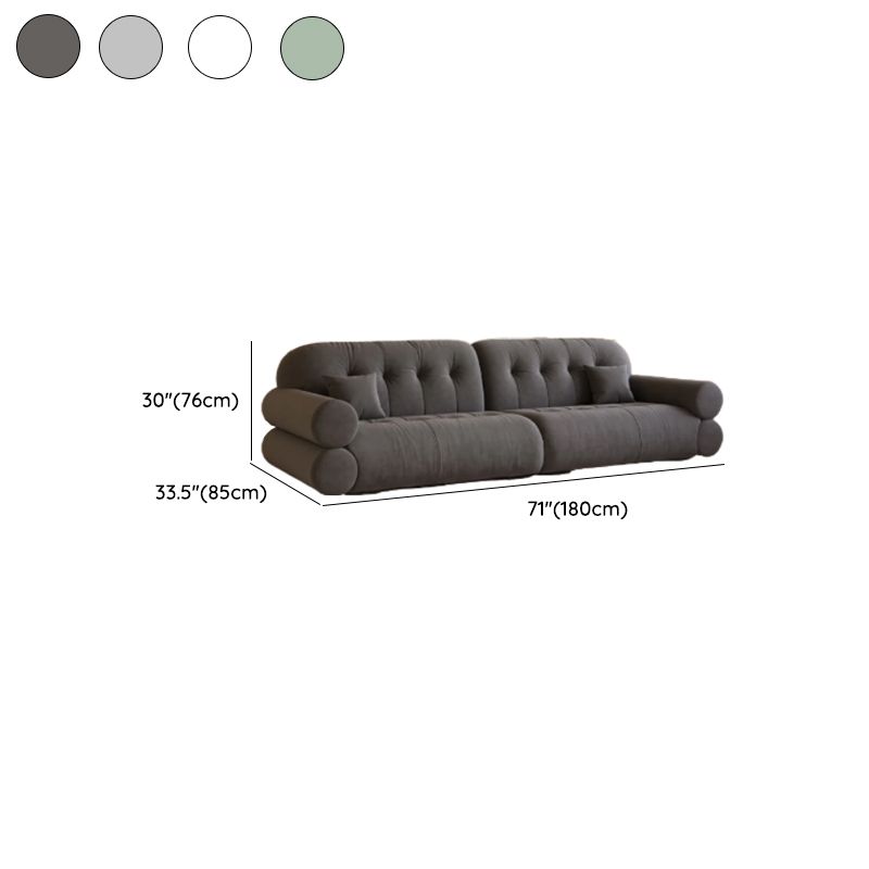 Modish Solid Color Stain Resistant Standard Sofa in Midnight Black/White/Light Brown, Seats 3/2-seater with 2 Pillows