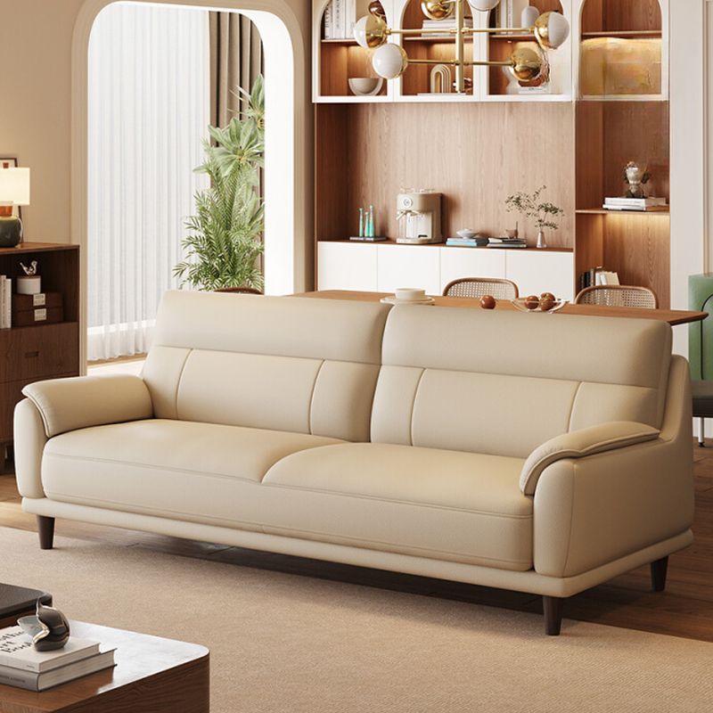 Trendy Solid Color Water Resistant Standard Sofa/Loveseat in Off-White with Arm, Seats 3/2 People