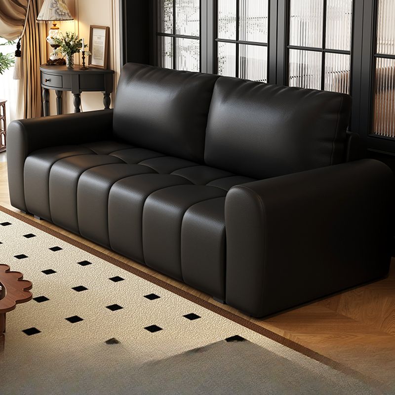 Drawing Room Standard Sofa in Pu Leather/Flannel with Dark Gray/Light Brown/Off-White Upholstery and Armrest