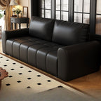 Drawing Room Standard Sofa in Pu Leather/Flannel with Dark Gray/Light Brown/Off-White Upholstery and Armrest