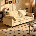 Trendy Stain Resistant Loveseat in Flannel with Butter Color/Light Blue/Beige Upholstery, Seats 2 with Receptacle Storage and Slipcover