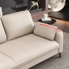 Trendy Solid Color Stain Resistant Standard Sofa in Synthetic Leather with Light Gray/Sage/Amber Color, Seats 3 with 2 Pillows