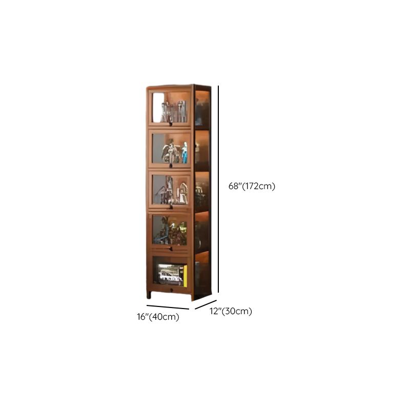 Charcoal Simplistic Bambusa Flooring Curio Cabinet with Sealed Cabinet, 2 Shelves/3 Shelves/4 Shelves, 2 Doors/3 Doors/4 Doors