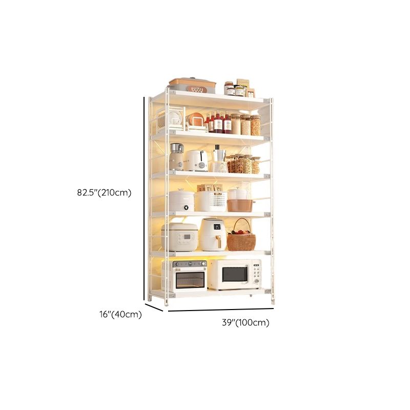 White Modern Standard Baker's Rack with Metal Frame and Manufactured Wood Shelves
