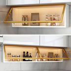 Modern Faux Wood Wall Mounted Display Cabinet with Glass Door