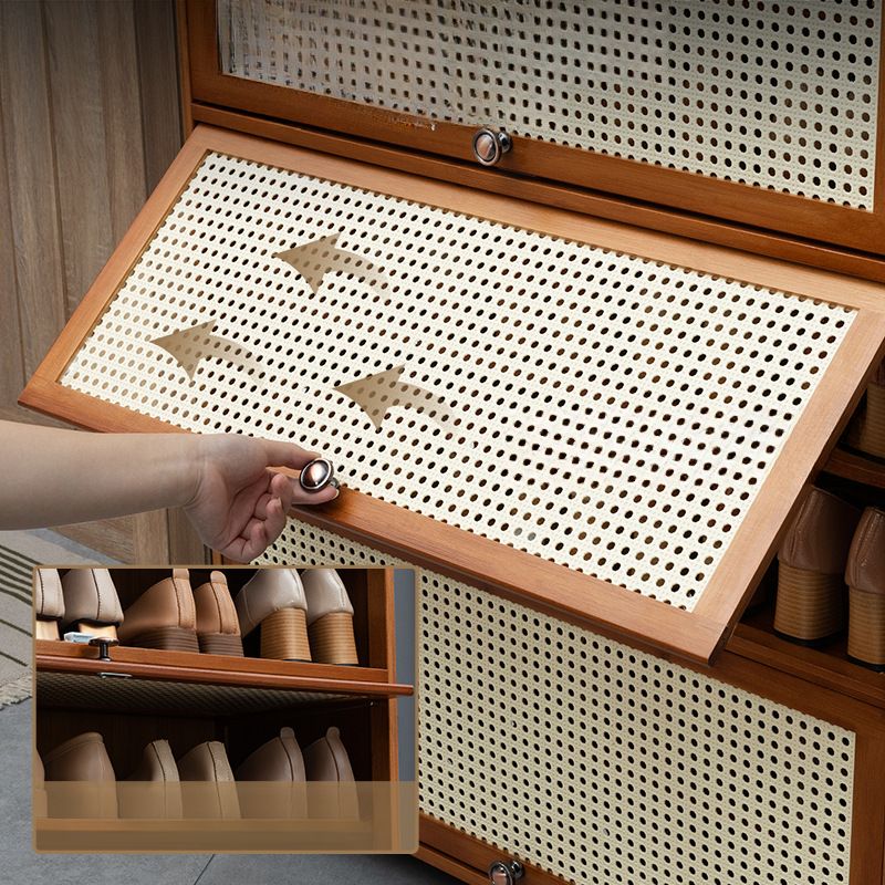 Tan Bamboo 9 Tiers/7 Tiers/5 Tiers Storage for Shoes with Dustproof Cover