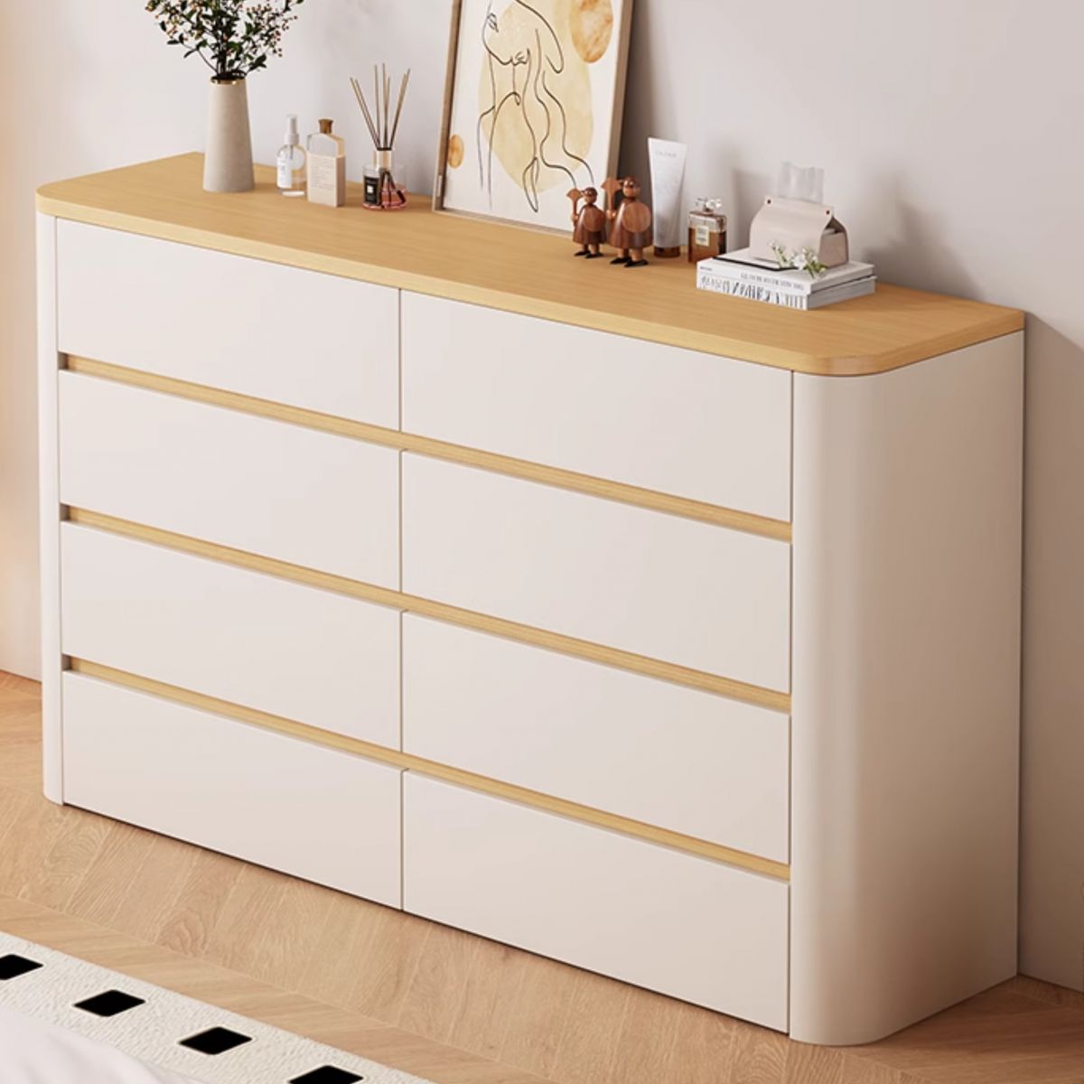 Casual Composite Wood Console Dresser/Bachelor Chest with 8/6/4 Drawers in Horizontal/Vertical Orientation