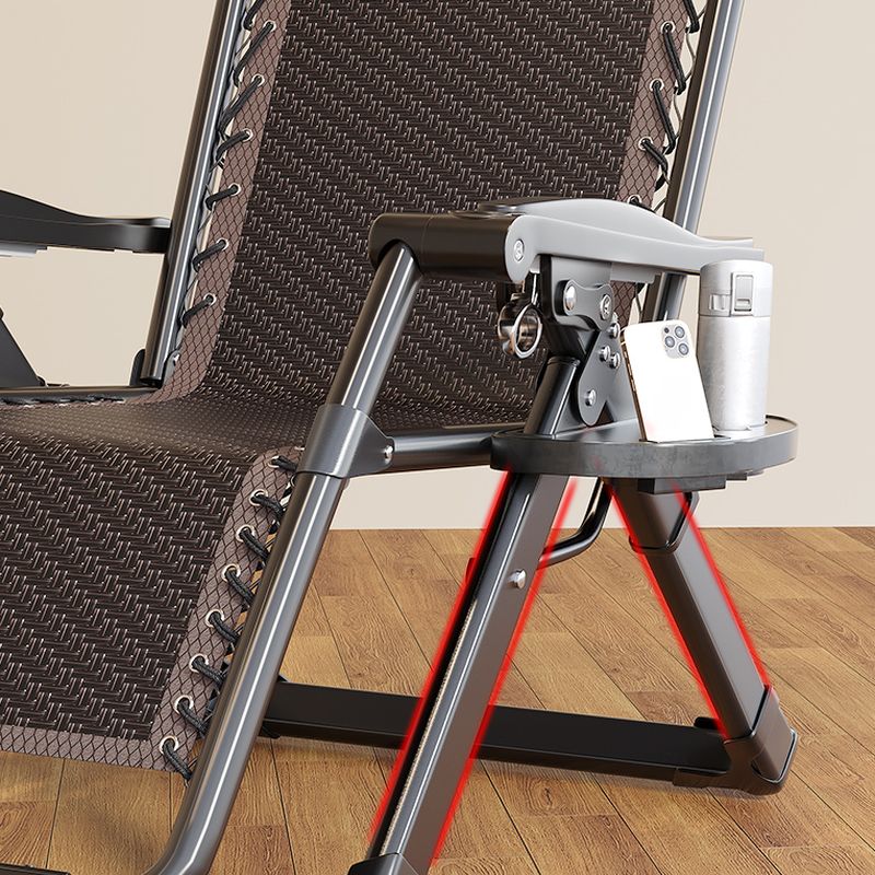 Solid Color Arm Recliner in Midnight Black/Tan with Space-saving Alloy Frame, Standard Base, Cupholder, and Removable Back