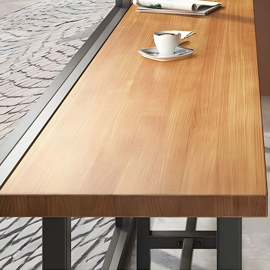 Modern 1/7 Pieces Bar Table Set Rectangle Wood Counter Table with High Stools for Cafe