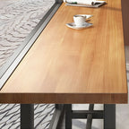 Modern 1/7 Pieces Bar Table Set Rectangle Wood Counter Table with High Stools for Cafe