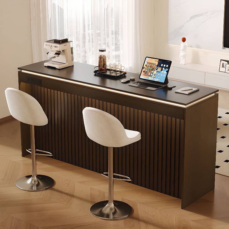 Slate Pub Table with Unmovable Pedestal Base in Smoke Color