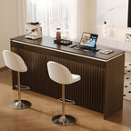 Slate Pub Table with Unmovable Pedestal Base in Smoke Color