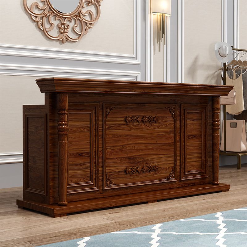 Rectangle Manufactured Wood Top Reception Desk with Hutch & Keyboard Tray, Hutch & Lockable Drawer, Includes Filing Cabinet