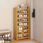 Art Deco Bambusa Rectangle Shoe Rack with 8/11/10 Shelves, Floor Mounted for 21-30 Pairs in Drawing Room