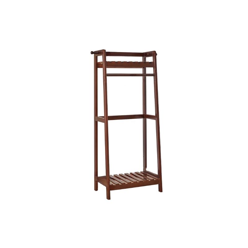 Modern Simple Style Hall Rack with Receptacle, 1 Shelf, Beech Wood Frame, and Wood Hook