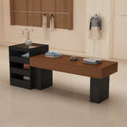Display Table with Locker Feature, Rectangular Shape, Black/Sepia/Beige Base, Tempered Glass Top, 30 to 39 in Height, Unfinished Finish, and 20 to 29 in Desk Width