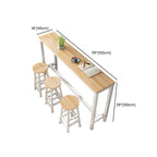 Simplistic Pub Table with Lumber Top and Trestle Base in Natural Finish, Rectangle Shape with Foot Pedestal
