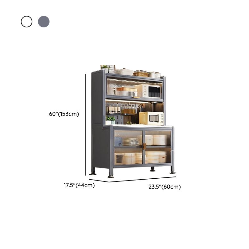 Modern Simple Style Sideboard with Hutch, Narrow Stone Countertop, Adaptable Shelf, and 3/4/5 Doors