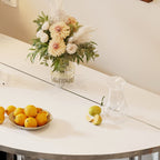 Minimalist Orbicular Folding Banquet Table with Casters and Anti-abrasion Faux Wood Top