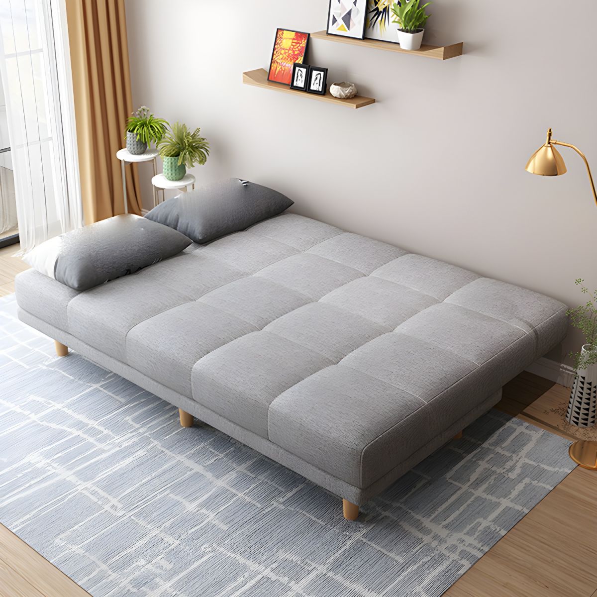 Contemporary Armless Standard Sofa Bed Dual Purpose Sofa for Living Room