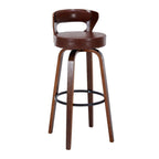 Casual Rawhide Bar Stools in Light Gray/Cream/Amber Color with Back, Turned Swivel, Round Top, and Leg Rest