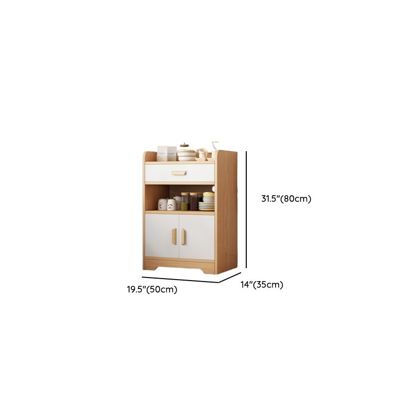 Modern Simple Style Narrow Sideboard with Hutch, 2 Shelves, Engineered Wood Countertop, and 2 Doors